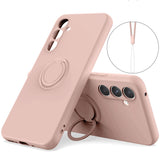 For-Samsung-Galaxy-S25-FE-Silicone-Case-with-Strap-Ring-Kickstand-Phone-Cover-Pink