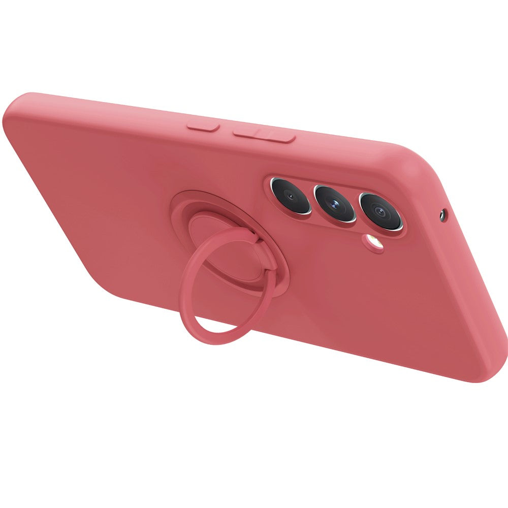 For-Samsung-Galaxy-S25-FE-Silicone-Case-with-Strap-Ring-Kickstand-Phone-Cover-Pink