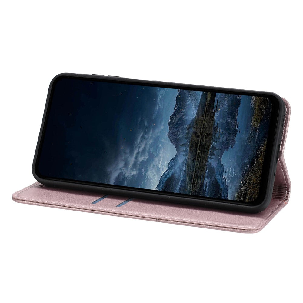 For-Samsung-Galaxy-A17-5G-/-A17-4G-/-A26-5G-/-A16-5G-/-A16-4G-Wallet-Case-Line-Imprinted-Leather-Stand-Phone-Cover-with-Wrist-Strap-Rose-Gold