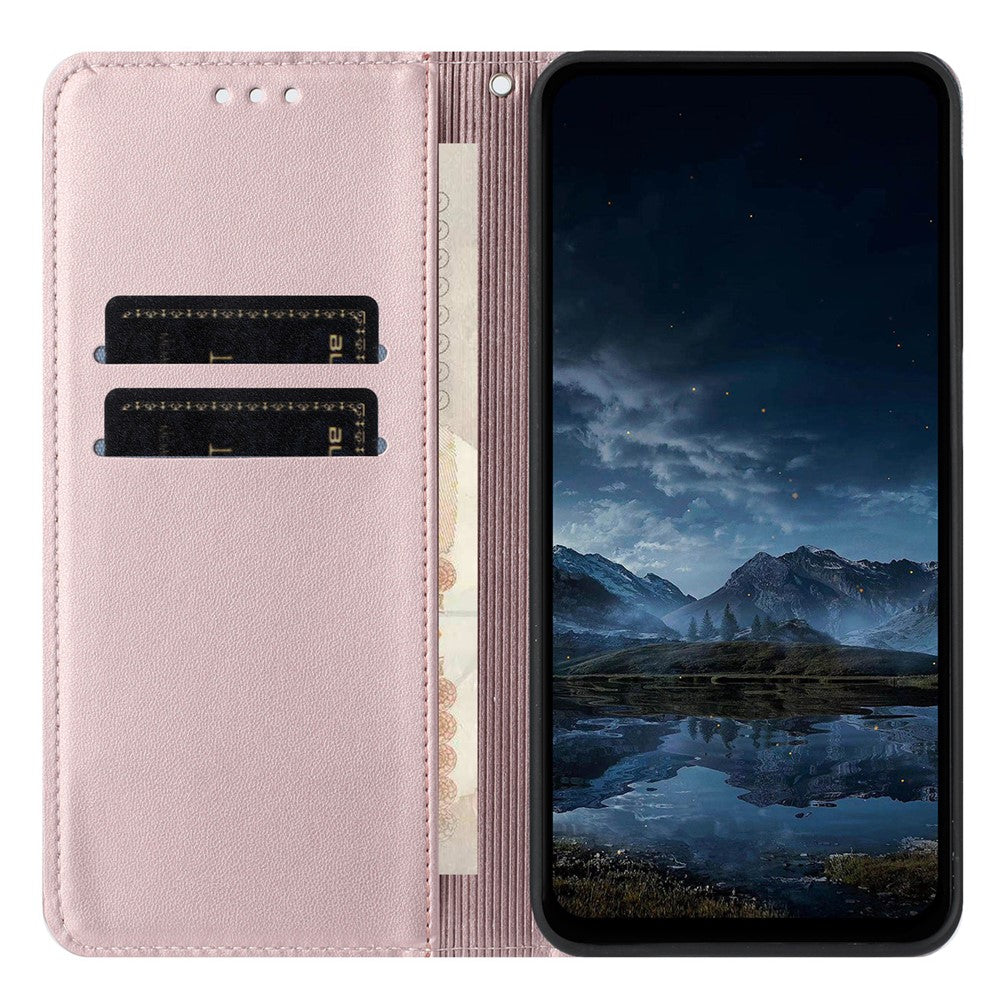 For-Samsung-Galaxy-A17-5G-/-A17-4G-/-A26-5G-/-A16-5G-/-A16-4G-Wallet-Case-Line-Imprinted-Leather-Stand-Phone-Cover-with-Wrist-Strap-Rose-Gold