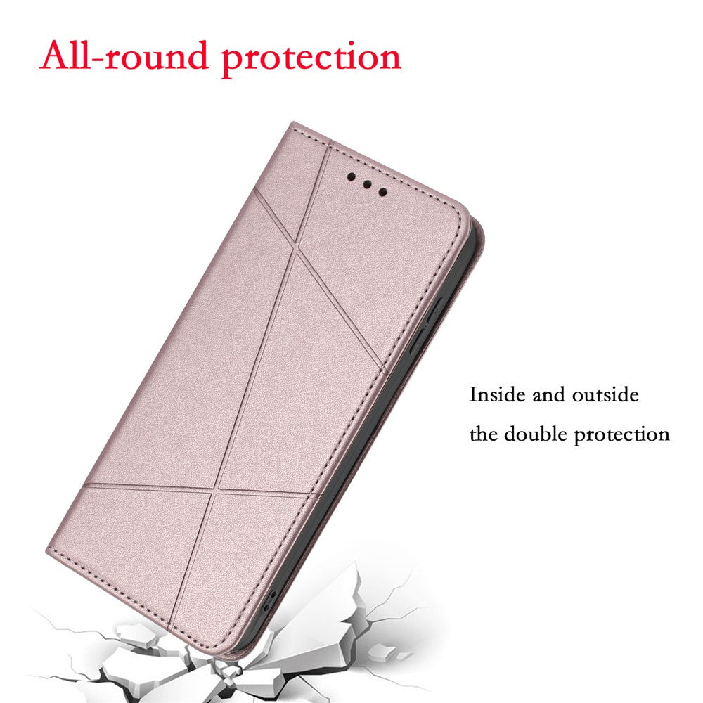 For-Samsung-Galaxy-A17-5G-/-A17-4G-/-A26-5G-/-A16-5G-/-A16-4G-Wallet-Case-Line-Imprinted-Leather-Stand-Phone-Cover-with-Wrist-Strap-Rose-Gold