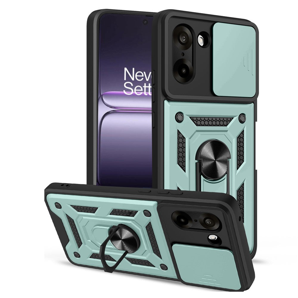 For-OnePlus-Nord-CE5-5G-Case-with-Slide-Camera-Lid-PC-+-TPU-Kickstand-Phone-Cover-Green