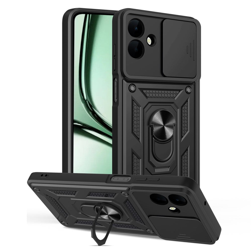 For-Samsung-Galaxy-A07-4G-Case-with-Slide-Camera-Lid-PC-+-TPU-Kickstand-Phone-Cover-Black
