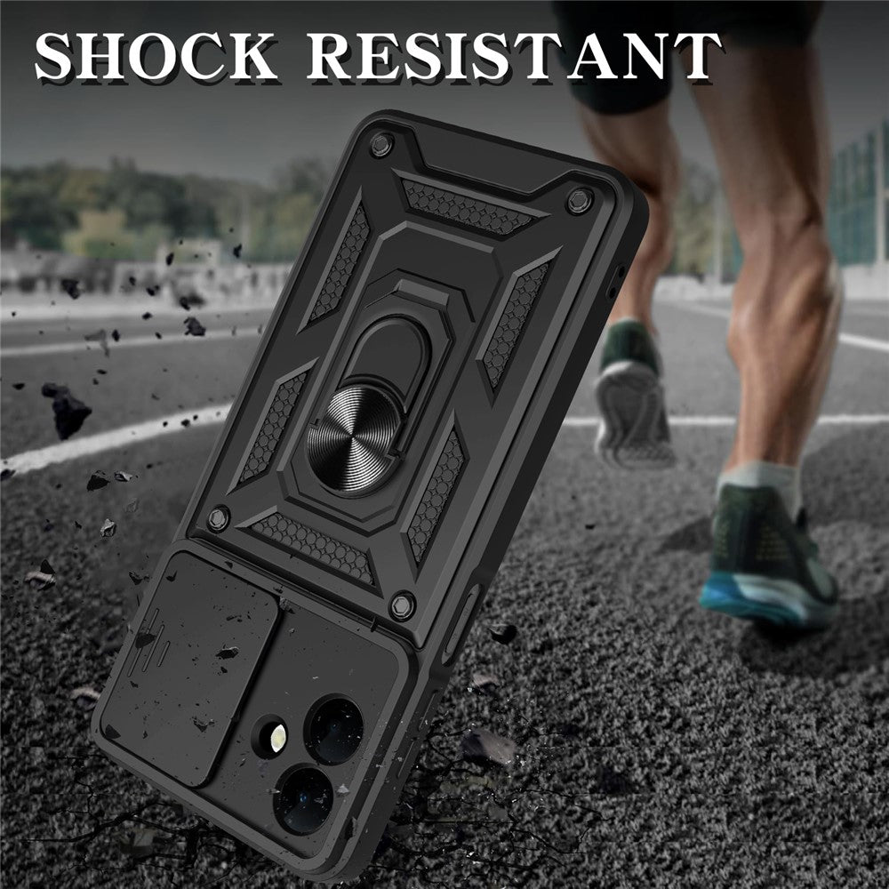 For-Samsung-Galaxy-A07-4G-Case-with-Slide-Camera-Lid-PC-+-TPU-Kickstand-Phone-Cover-Black