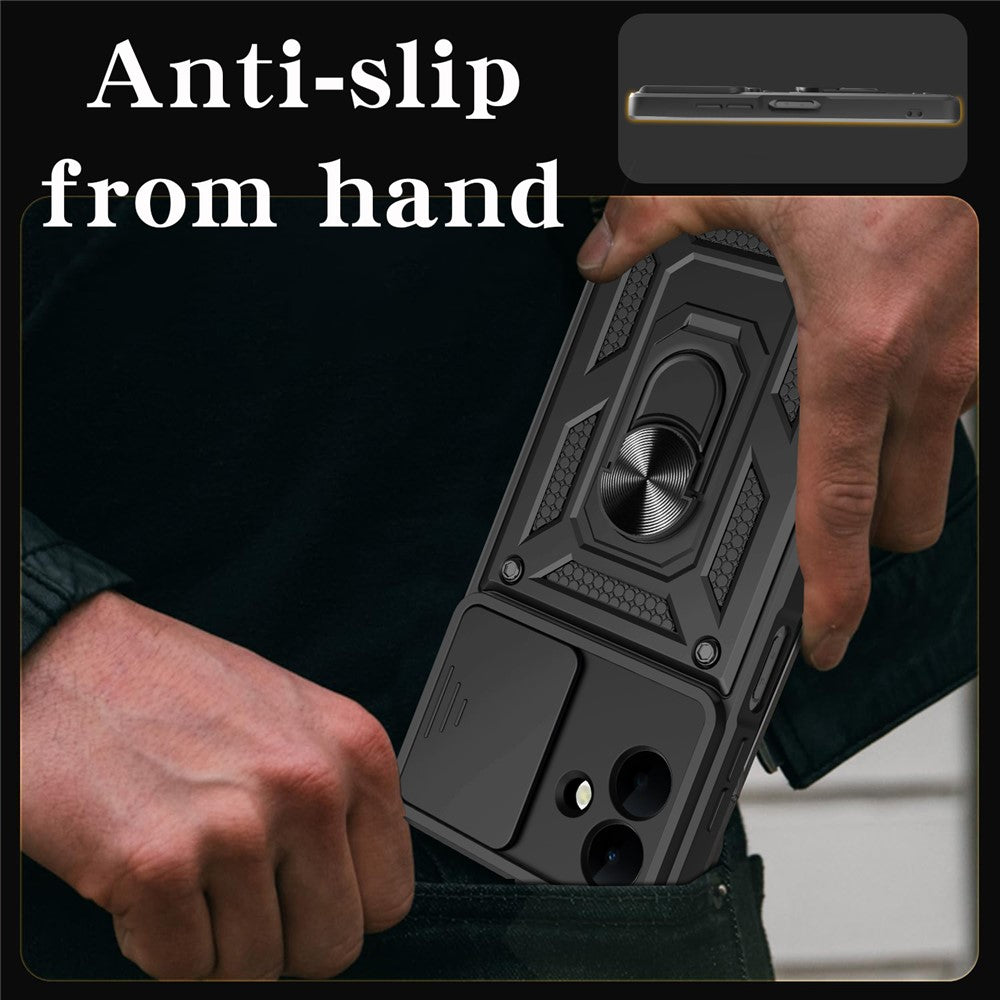 For-Samsung-Galaxy-A07-4G-Case-with-Slide-Camera-Lid-PC-+-TPU-Kickstand-Phone-Cover-Black