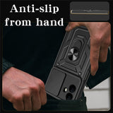 For-Samsung-Galaxy-A07-4G-Case-with-Slide-Camera-Lid-PC-+-TPU-Kickstand-Phone-Cover-Green