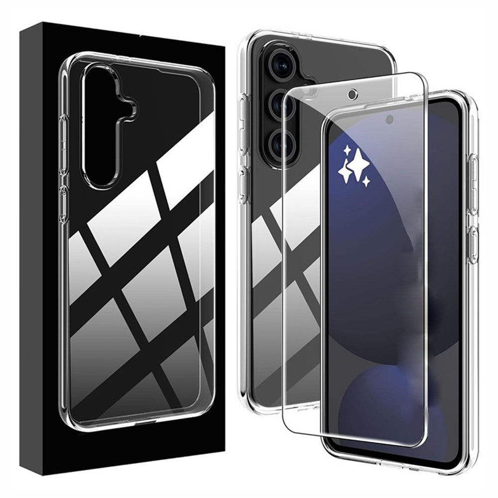 For-Samsung-Galaxy-S25-FE-Clear-TPU-Anti-Scratch-Phone-Case-+-2.5D-Arc-Edge-Screen-Protector