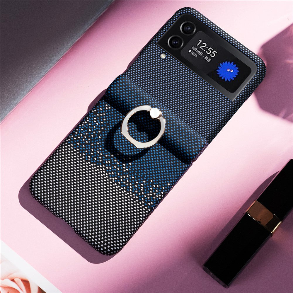 For-Samsung-Galaxy-Z-Flip4-5G-/-Flip3-5G-Case-Ring-Holder-Kickstand-PC-Phone-Cover-Blue