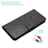 For-Xiaomi-Redmi-15C-5G-(EU)-(173mm)-/-15C-4G-(EU)-(173mm)-Leather-Case-with-Card-Slots-Mandala-Pattern-Phone-Cover-Stand-Black