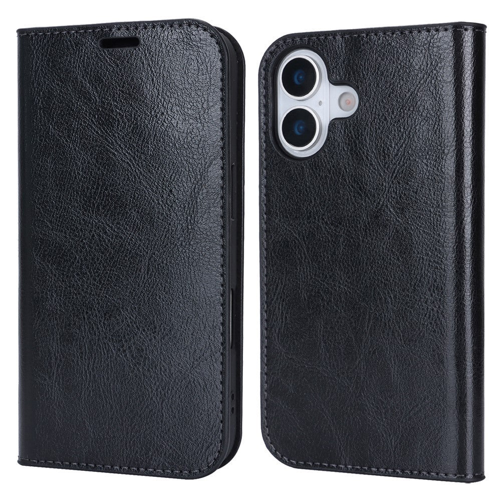 For-iPhone-17-Case-Crazy-Horse-Texture-Split-Leather-Wallet-Phone-Cover-Black