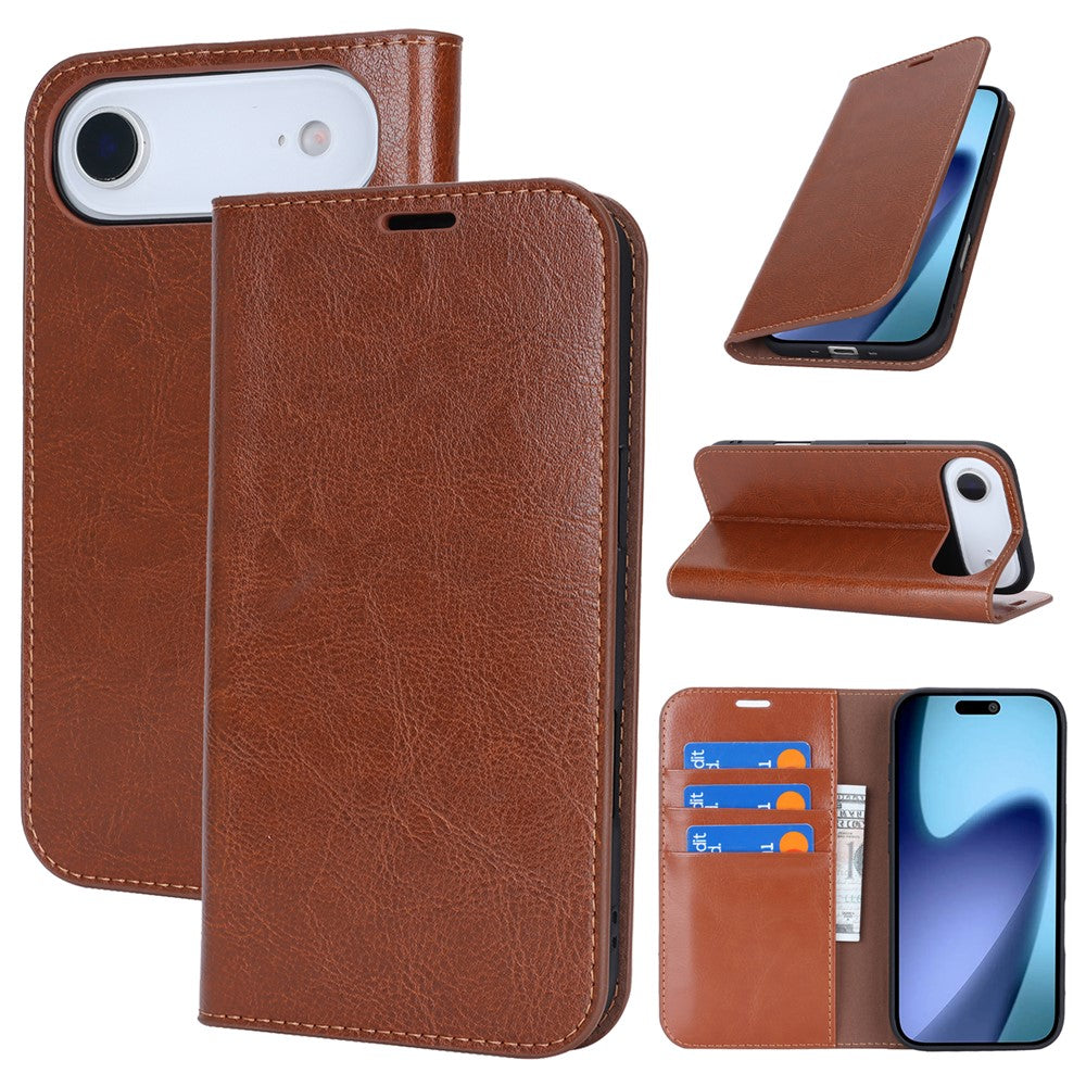 For-iPhone-Air-Case-Crazy-Horse-Texture-Split-Leather-Wallet-Phone-Cover-Light-Brown