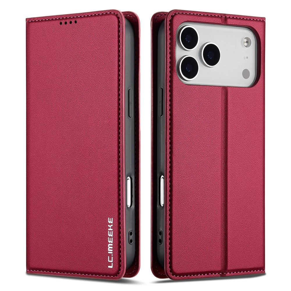 LC.IMEEKE-L1-Series-for-iPhone-17-Pro-Case-PU-Leather-Wallet-Stand-Protective-Phone-Cover-Red