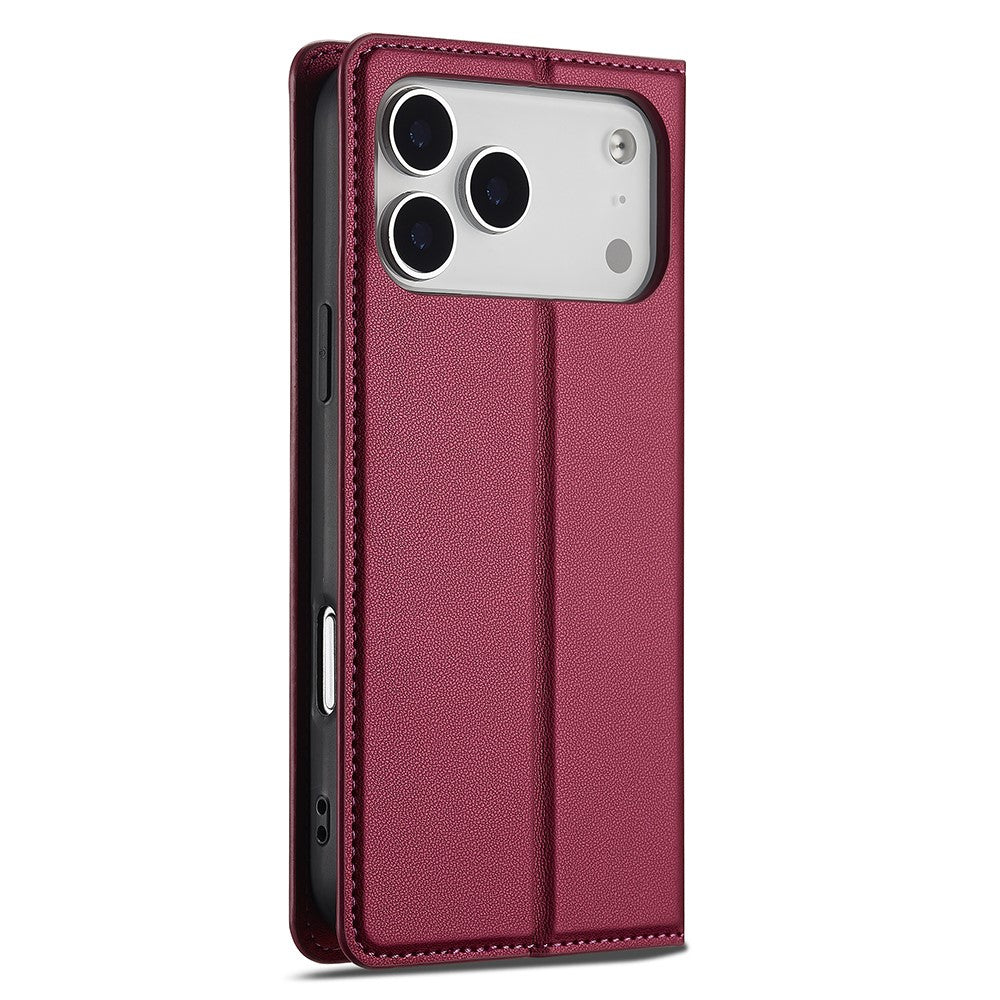 LC.IMEEKE-L1-Series-for-iPhone-17-Pro-Case-PU-Leather-Wallet-Stand-Protective-Phone-Cover-Red