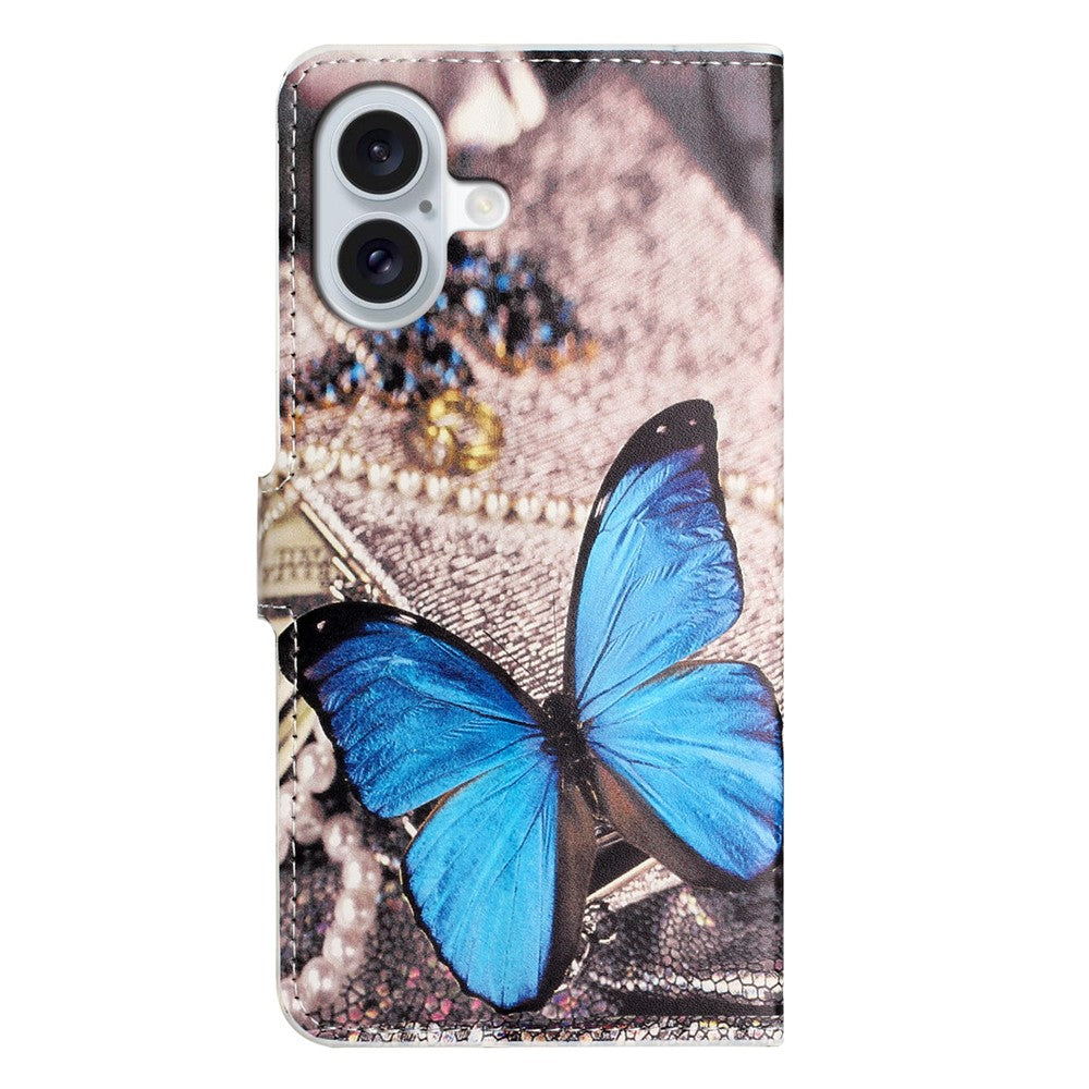For-iPhone-17-Case-Pattern-Print-PU-Leather-Wallet-Phone-Cover-Blue-Butterfly