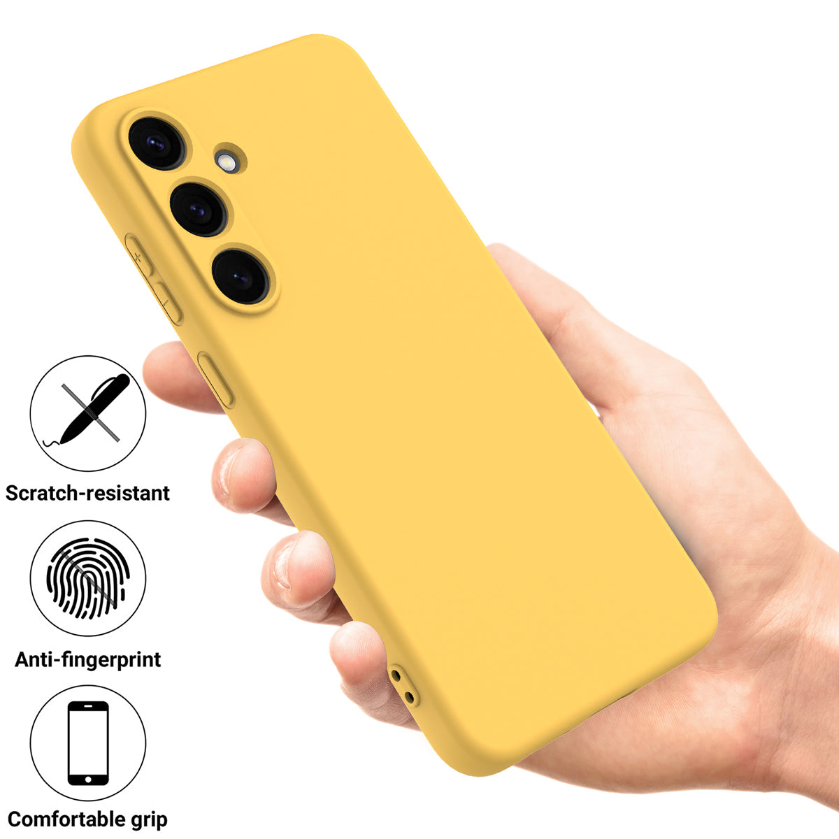 For-Samsung-Galaxy-S25-FE-Liquid-Silicone-Case-Phone-Back-Cover-with-Hand-Strap-Yellow