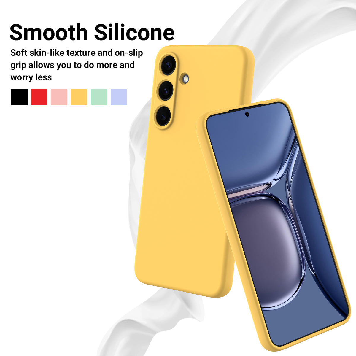 For-Samsung-Galaxy-S25-FE-Liquid-Silicone-Case-Phone-Back-Cover-with-Hand-Strap-Yellow