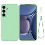 For-Samsung-Galaxy-S25-FE-Liquid-Silicone-Case-Phone-Back-Cover-with-Hand-Strap-Green