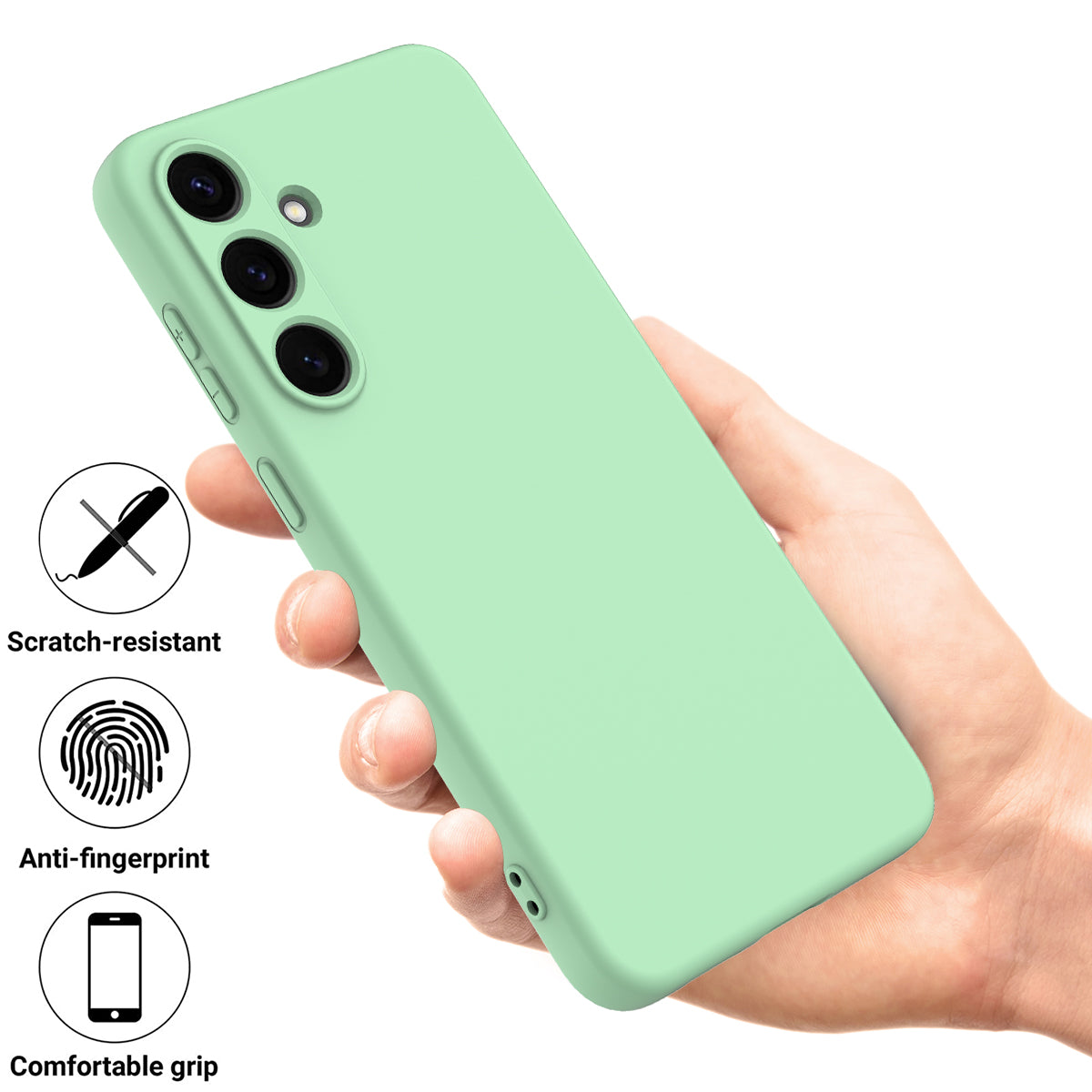 For-Samsung-Galaxy-S25-FE-Liquid-Silicone-Case-Phone-Back-Cover-with-Hand-Strap-Green