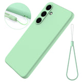 For-Samsung-Galaxy-S25-FE-Liquid-Silicone-Case-Phone-Back-Cover-with-Hand-Strap-Green
