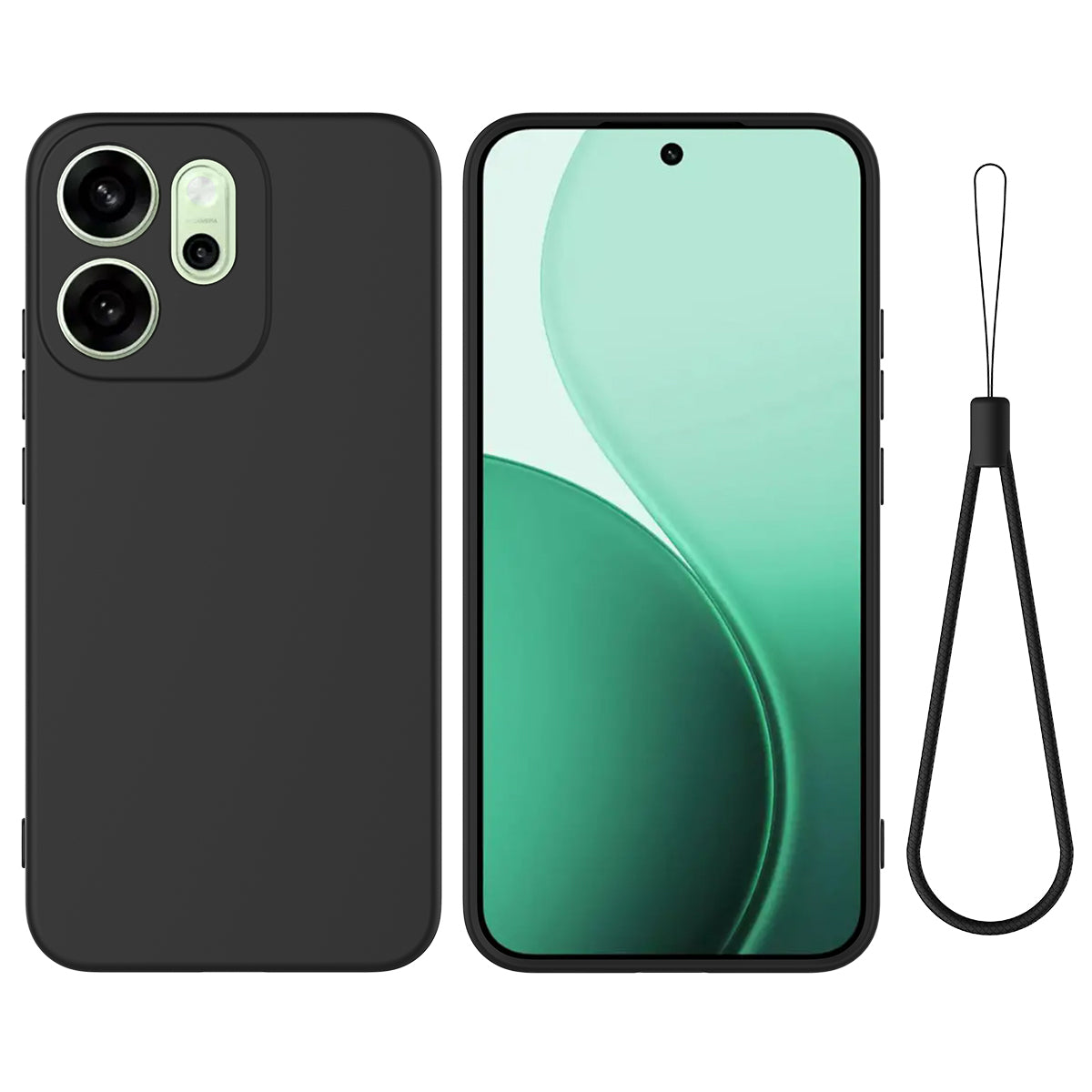 For-Oppo-Reno14-F-5G-Liquid-Silicone-Case-Phone-Back-Cover-with-Hand-Strap-Black