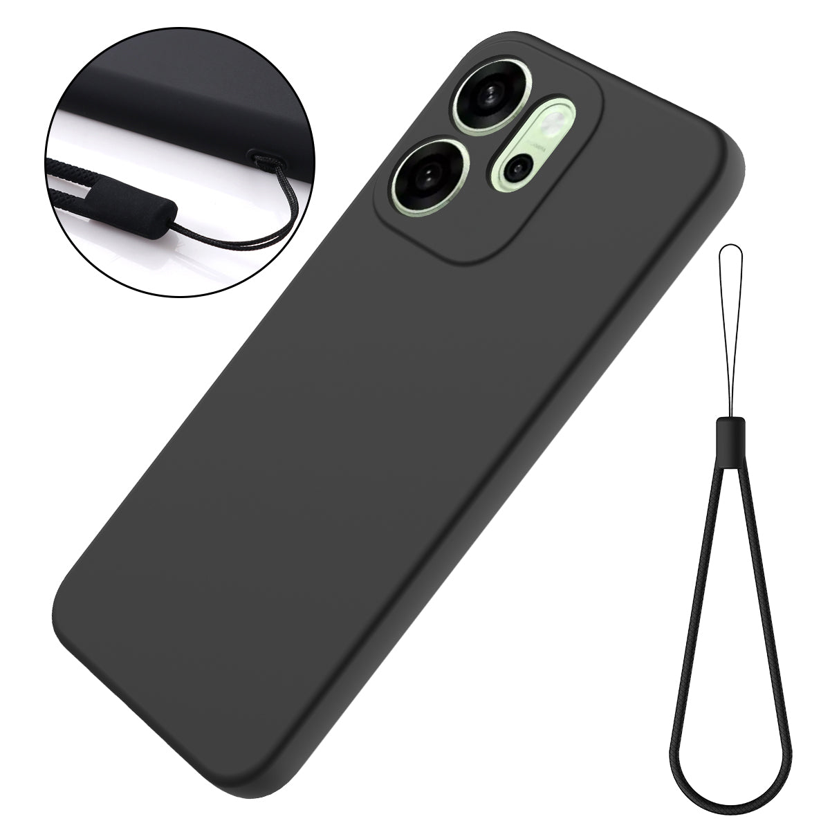 For-Oppo-Reno14-F-5G-Liquid-Silicone-Case-Phone-Back-Cover-with-Hand-Strap-Black