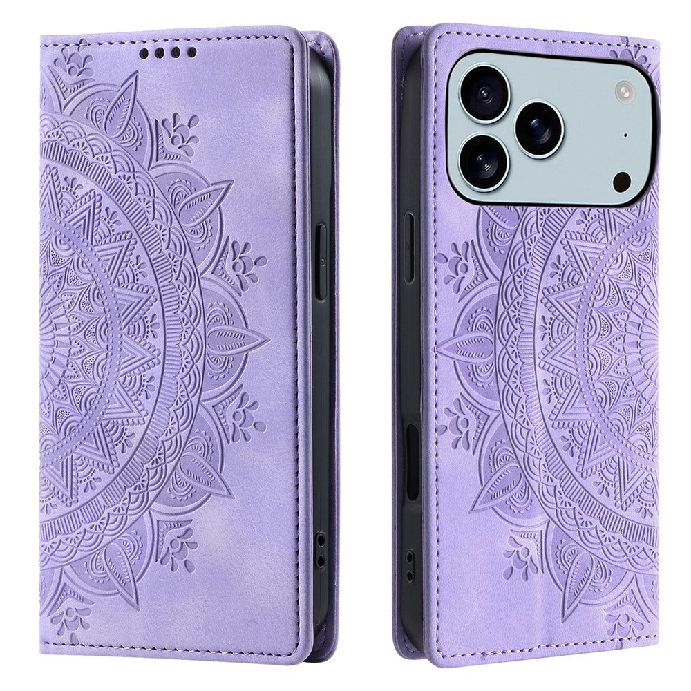 For-iPhone-17-Pro-Max-Case-Magnetic-Closing-Leather-Phone-Cover-Pattern-Imprinted-Purple