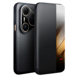 QIALINO-For-Huawei-Pura-80-Pro-/-80-Pro+-Case-Window-View-Auto-Wake-/-Sleep-Genuine-Cow-Leather-Flip-Phone-Cover-Black