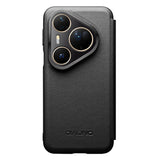 QIALINO-For-Huawei-Pura-80-Pro-/-80-Pro+-Case-Window-View-Auto-Wake-/-Sleep-Genuine-Cow-Leather-Flip-Phone-Cover-Black