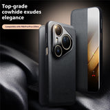 QIALINO-For-Huawei-Pura-80-Pro-/-80-Pro+-Case-Window-View-Auto-Wake-/-Sleep-Genuine-Cow-Leather-Flip-Phone-Cover-Black