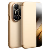QIALINO-For-Huawei-Pura-80-Pro-/-80-Pro+-Case-Window-View-Auto-Wake-/-Sleep-Genuine-Cow-Leather-Flip-Phone-Cover-Gold