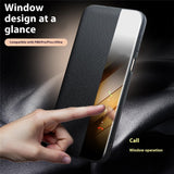 QIALINO-For-Huawei-Pura-80-Pro-/-80-Pro+-Case-Window-View-Auto-Wake-/-Sleep-Genuine-Cow-Leather-Flip-Phone-Cover-Gold