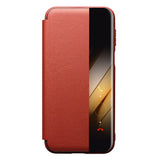 QIALINO-For-Huawei-Pura-80-Ultra-Case-Window-View-Auto-Wake-/-Sleep-Genuine-Cow-Leather-Flip-Phone-Cover-Red