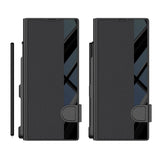 GKK-For-Samsung-Galaxy-Z-Fold7-5G-Stand-Case-Pen-Slot-PC-+-PU-Leather-Flip-Phone-Cover-with-Screen-Film-Silver