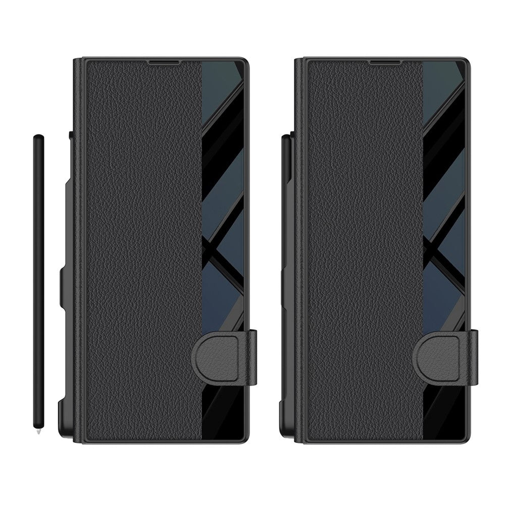 GKK-For-Samsung-Galaxy-Z-Fold7-5G-Stand-Case-Pen-Slot-PC-+-PU-Leather-Flip-Phone-Cover-with-Screen-Film-Silver