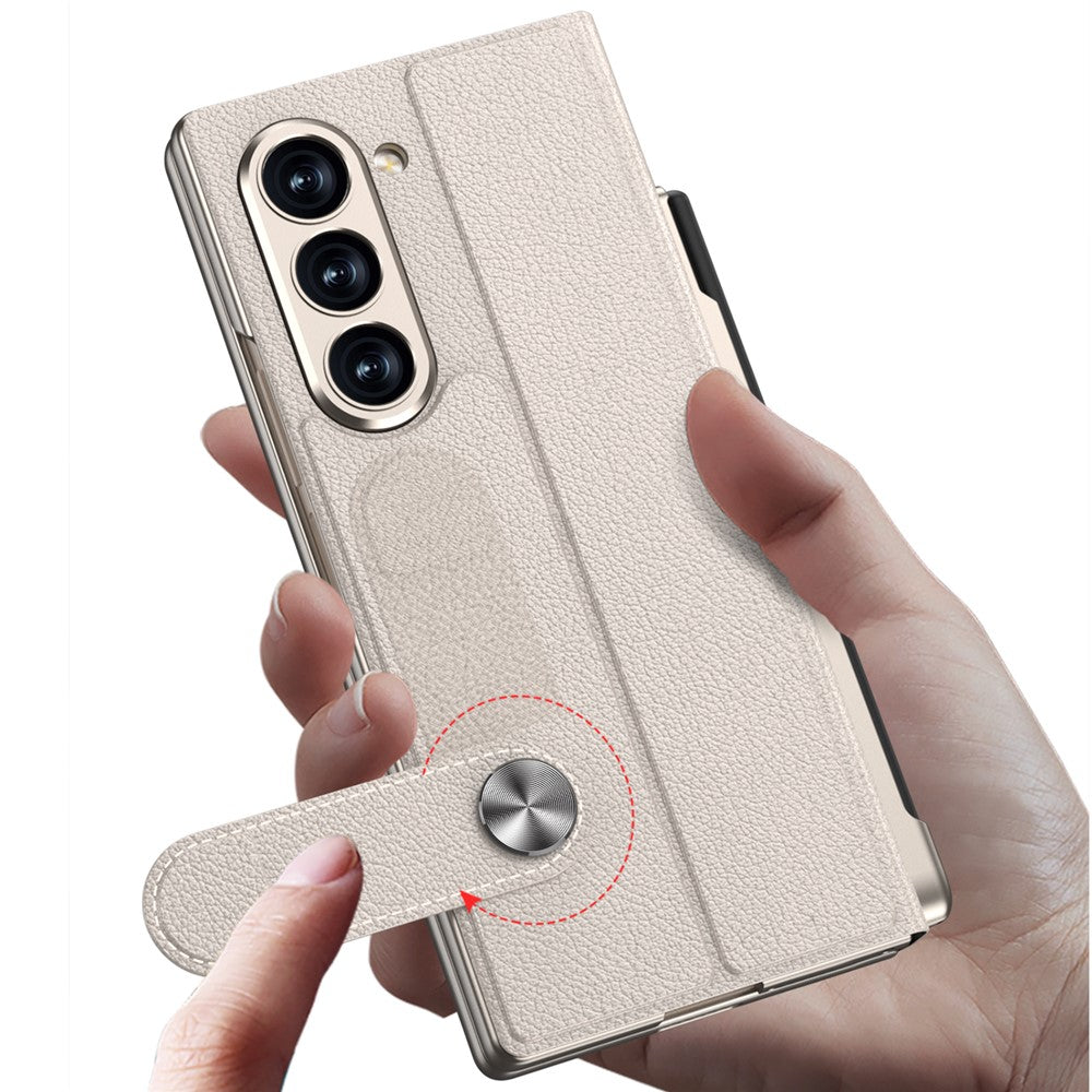 GKK-For-Samsung-Galaxy-Z-Fold7-5G-Stand-Case-Pen-Slot-PC-+-PU-Leather-Flip-Phone-Cover-with-Screen-Film-Silver