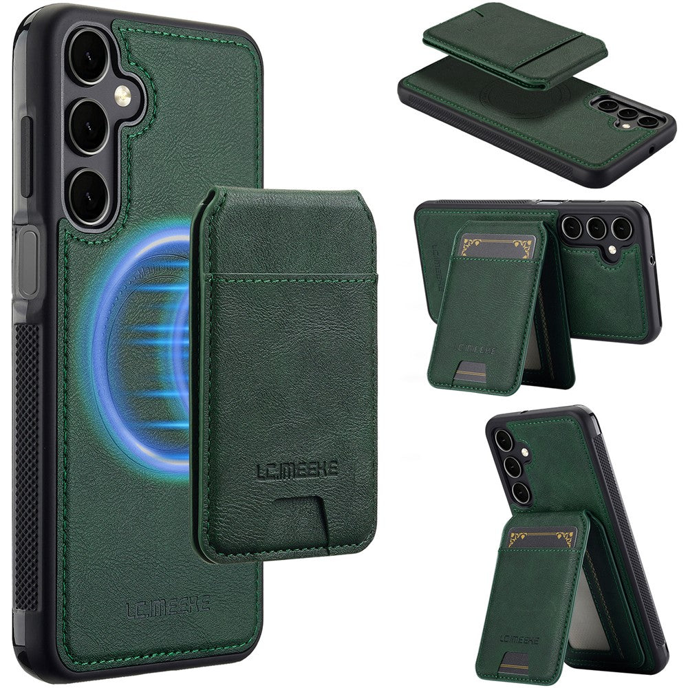 LC.IMEEKE-L3-For-Samsung	Galaxy-A17-5G-/-A17-4G-Magnetic-Case-Detachable-Card-Holder-Leather-TPU-Mobile-Cover-Green