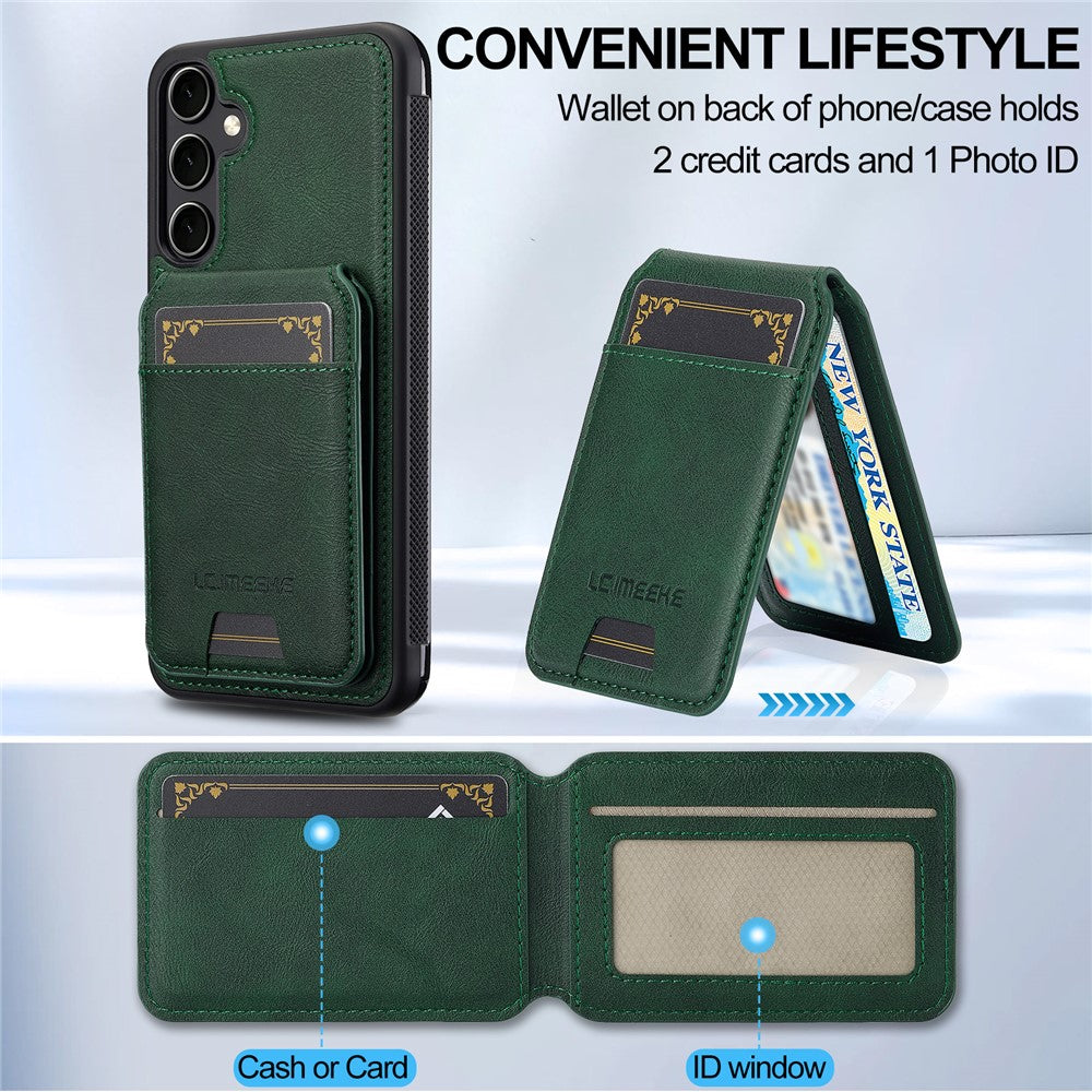 LC.IMEEKE-L3-For-Samsung	Galaxy-A17-5G-/-A17-4G-Magnetic-Case-Detachable-Card-Holder-Leather-TPU-Mobile-Cover-Green