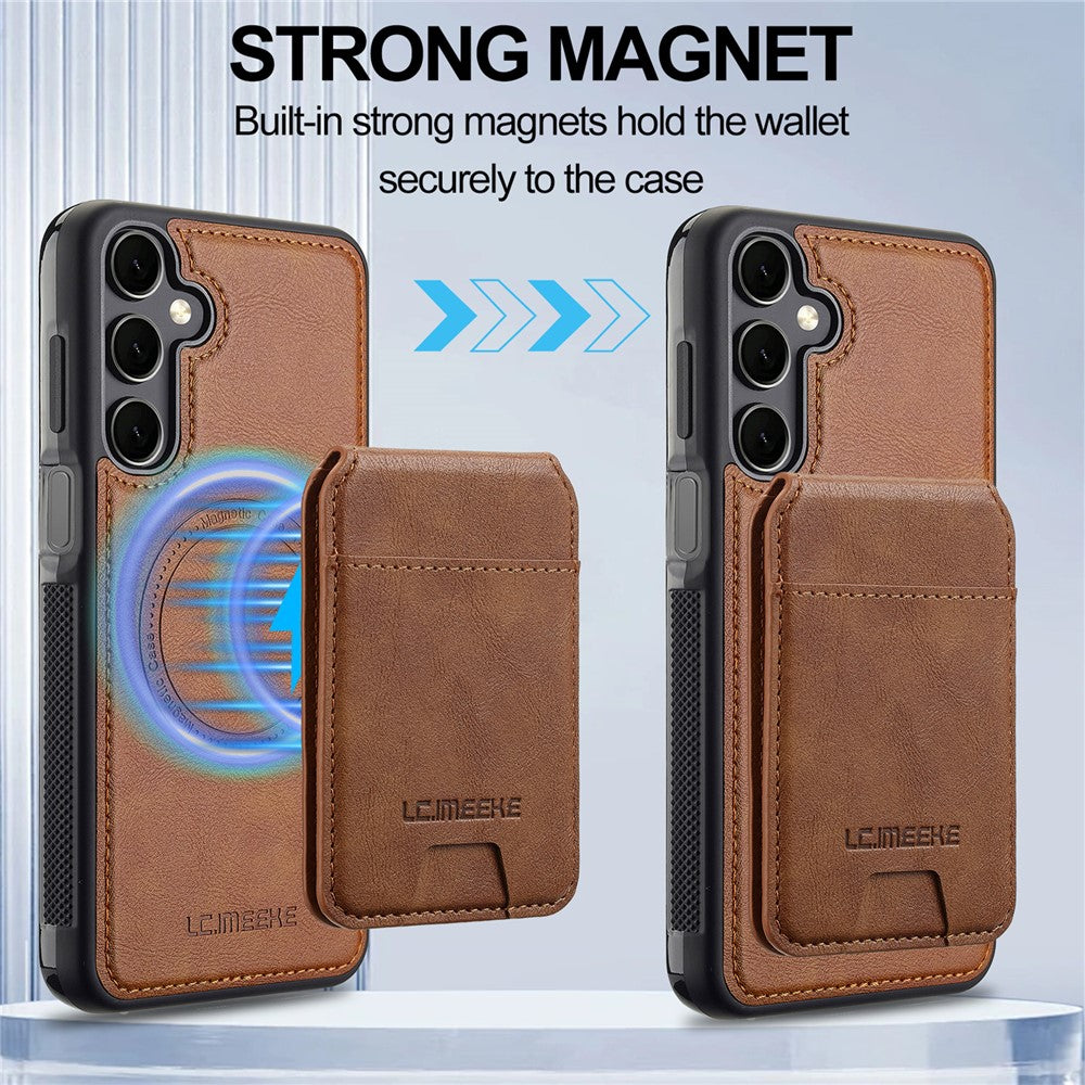 LC.IMEEKE-L3-For-Samsung	Galaxy-A17-5G-/-A17-4G-Magnetic-Case-Detachable-Card-Holder-Leather-TPU-Mobile-Cover-Brown