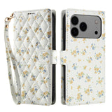 For-iPhone-17-Pro-Max-Wallet-Case-Rhombic-Floral-Design-Leather-Flip-Phone-Cover-with-Strap-A5