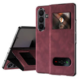 For-Samsung-Galaxy-Z-Fold7-5G-Case-View-Window-PU-Leather-Phone-Cover-Red