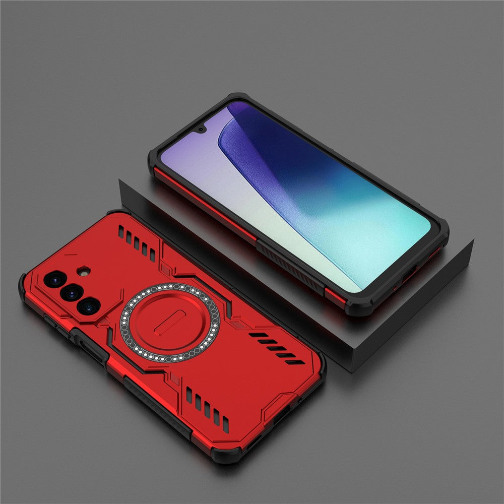 For-Samsung-Galaxy-A17-5G-/-A17-4G-Magnetic-Case-Butterfly-Armor-Hollow-Heat-Dissipation-PC-+-TPU-Phone-Cover-Red