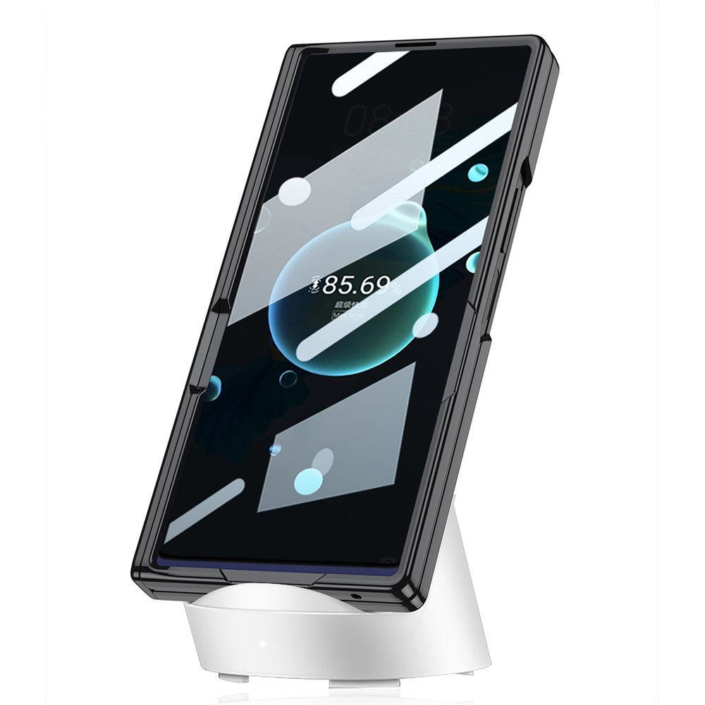 GKK-For-Samsung-Galaxy-Z-Fold7-5G-Case-with-Kickstand-PU-PC-Tempered-Glass-Protective-Phone-Cover-Black