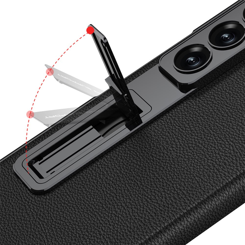 GKK-For-Samsung-Galaxy-Z-Fold7-5G-Case-with-Kickstand-PU-PC-Tempered-Glass-Protective-Phone-Cover-Black