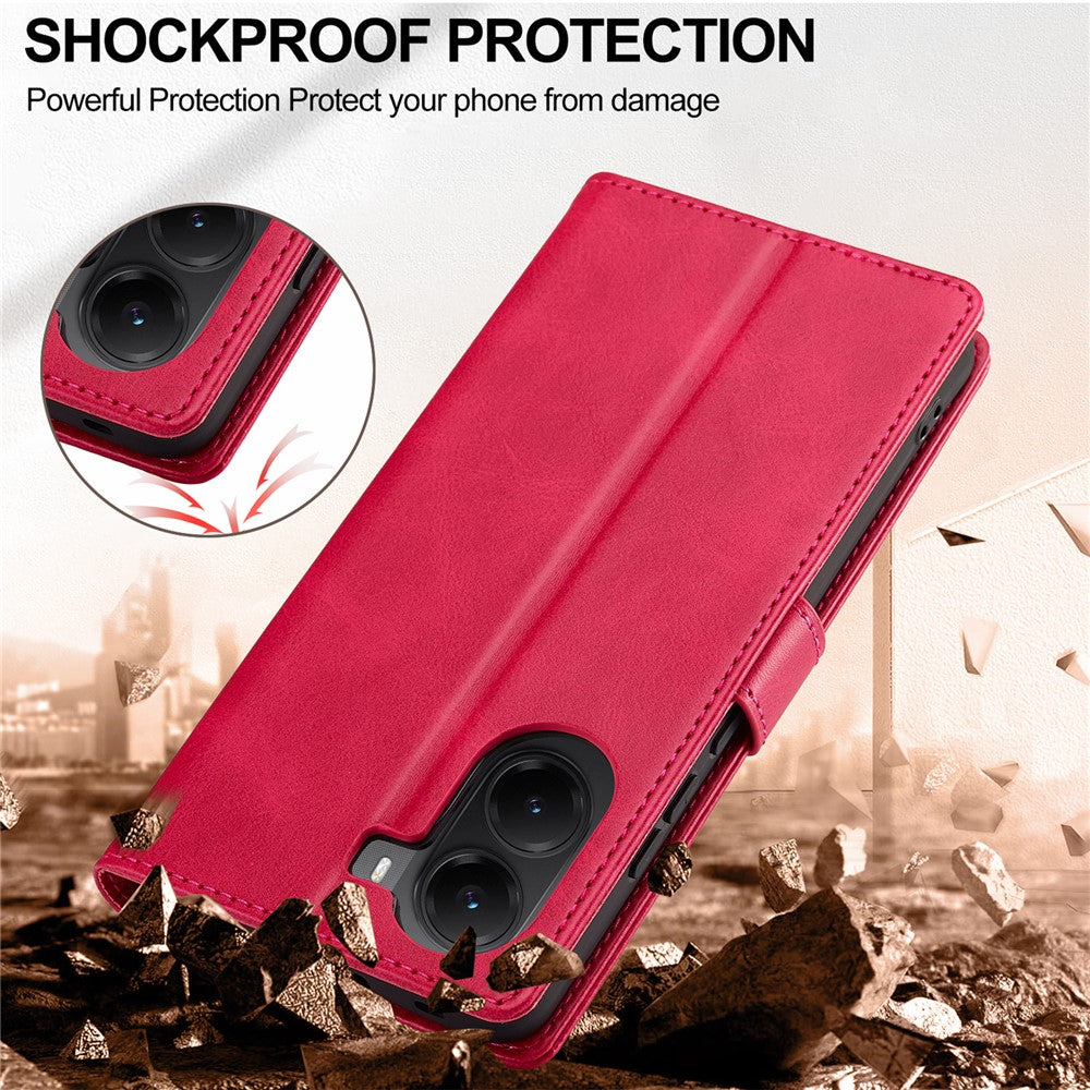 LC.IMEEKE-For-Xiaomi-Poco-X7-Pro-5G-Case-Calf-Texture-PU-Leather-Stand-Wallet-Phone-Cover-Rose