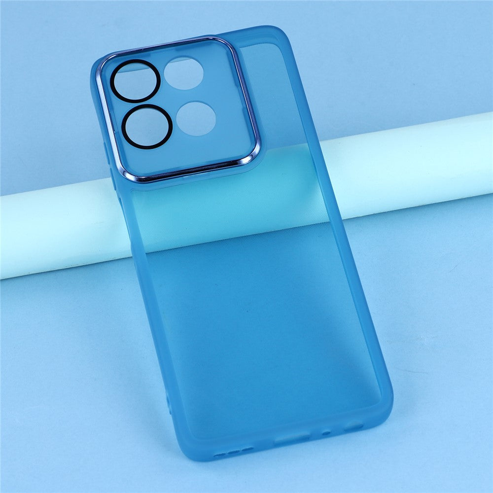 For-Motorola-Moto-G86-5G-Case-Electroplated-Camera-Frame-TPU-Phone-Cover-Transparent-Blue