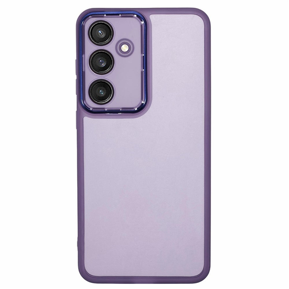 For-Samsung-Galaxy-S25-FE-Case-Electroplated-Camera-Frame-TPU-Phone-Cover-Transparent-Purple