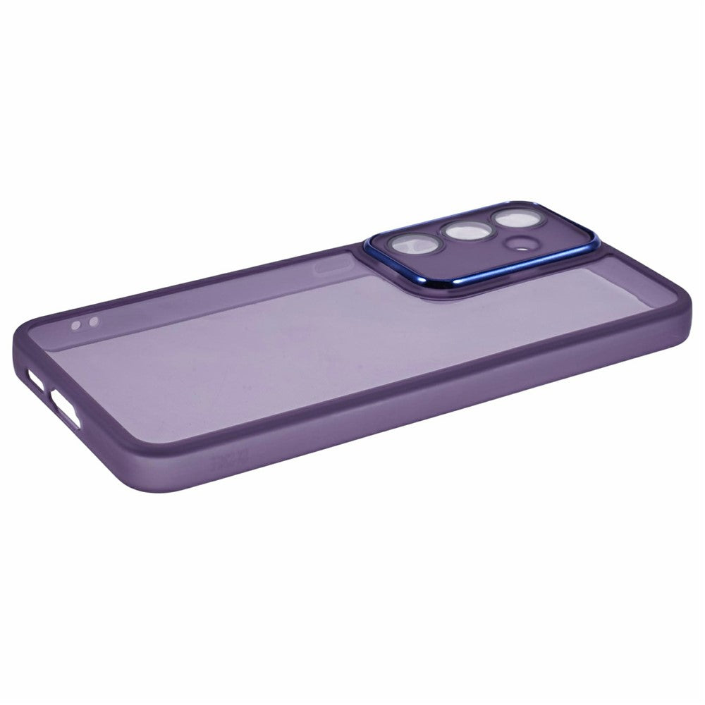 For-Samsung-Galaxy-S25-FE-Case-Electroplated-Camera-Frame-TPU-Phone-Cover-Transparent-Purple
