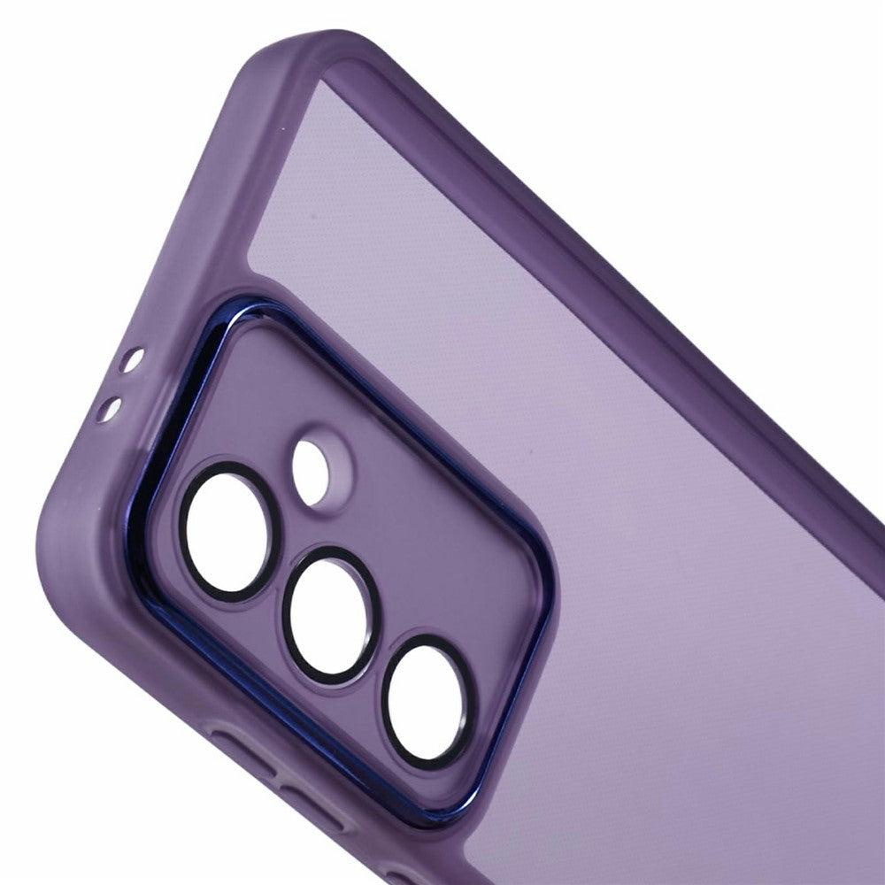 For-Samsung-Galaxy-S25-FE-Case-Electroplated-Camera-Frame-TPU-Phone-Cover-Transparent-Purple