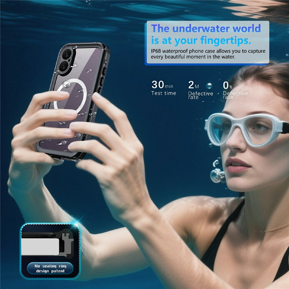 REDPEPPER-Dot+-Series-For-iPhone-17-Cellphone-Case-Compatible-with-MagSafe-IP68-Waterproof-Clear-Back-Phone-Cover-Black