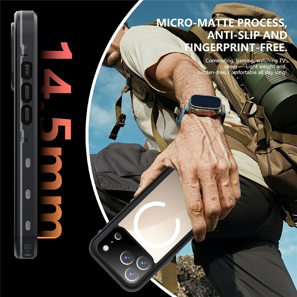 REDPEPPER-Dot+-Series-For-iPhone-17-Pro-Cellphone-Case-Compatible-with-MagSafe-IP68-Waterproof-Clear-Back-Phone-Cover-Black